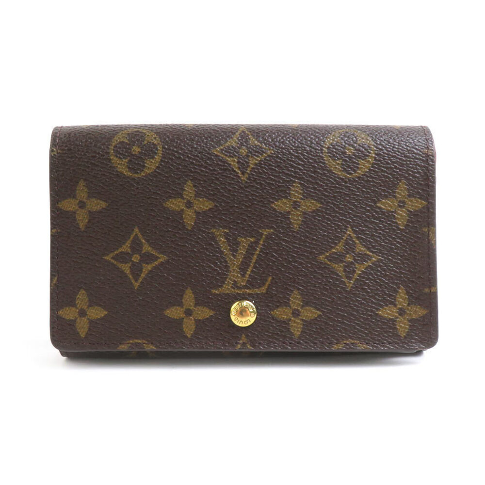 Louis Vuitton Bifold Wallet Monogram Coin Purse Billet Trsor Canvas Gold Brown